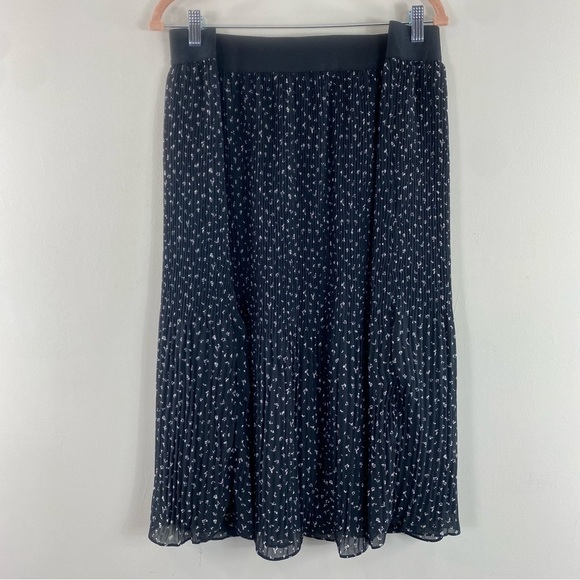 Skies Are Blue A-line Black & White Mini Floral Pleated Lined Midi Skirt Sz 3X - Picture 7 of 14